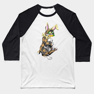 Bobtail BunnyCat: Tortie-Tabby (Yellow) Baseball T-Shirt